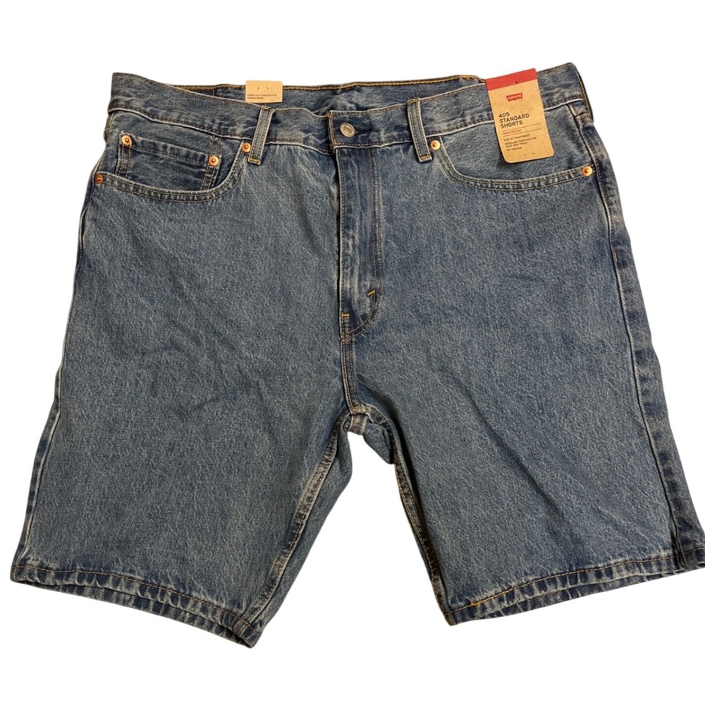 Levis 405 Standard Shorts Mens 38 Blue Denim Medium Wash 100% Cotton NWT